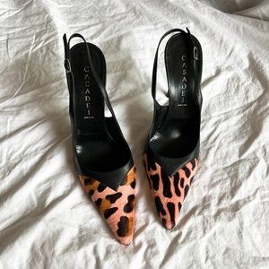 Vintage Casadei slingback leopard size 38